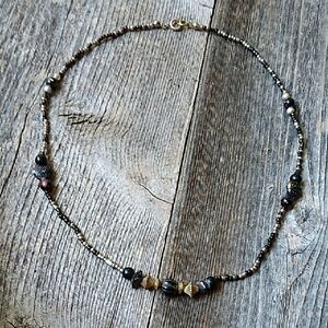 Handmade Brown and Gold Beaded Choker Necklace